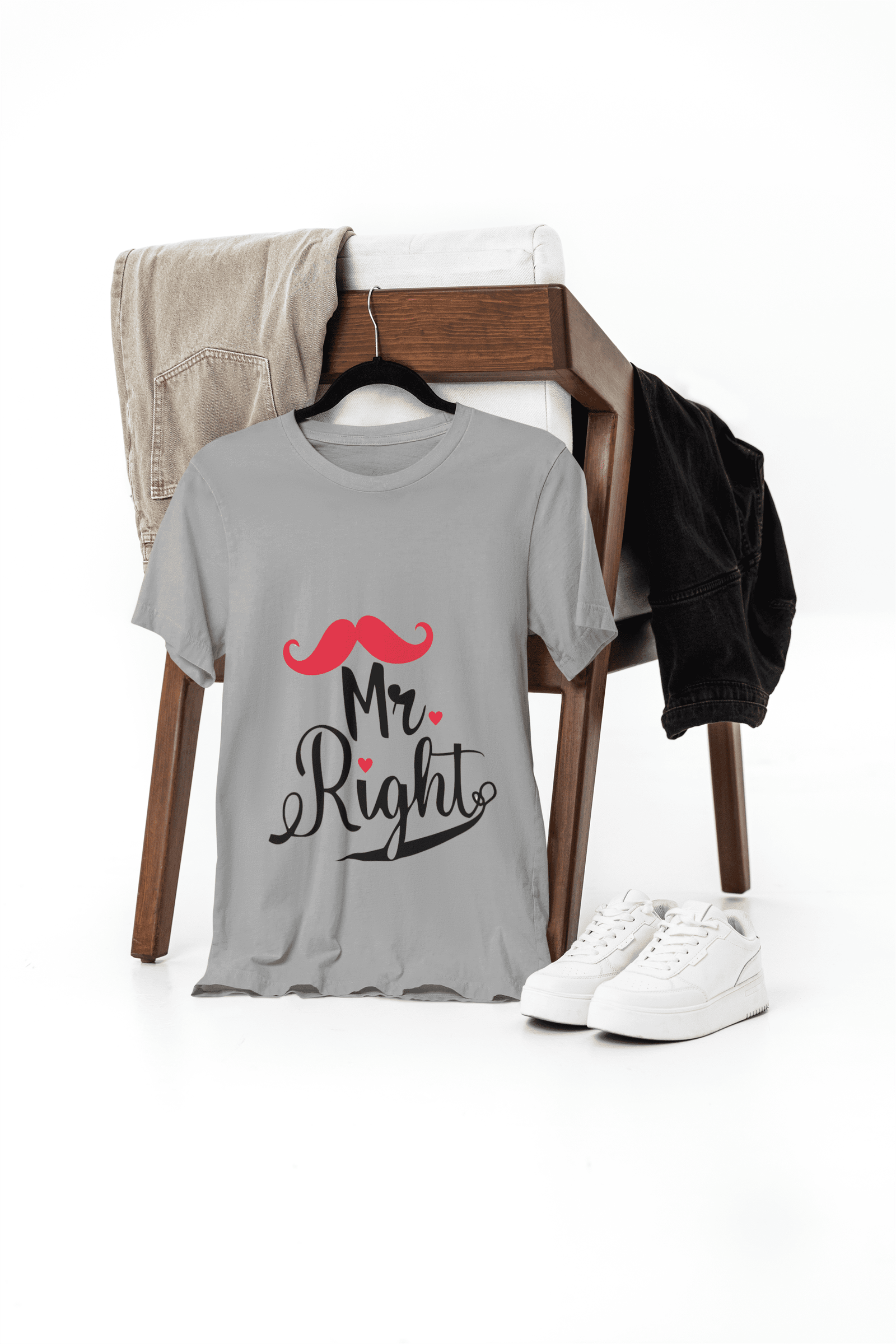 Mr. Right Graphic T-Shirt | Premium Cotton Couples Tee